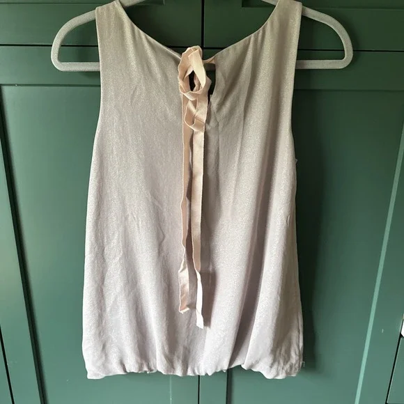 professional hip chick‎ Loft Xs Top Ribbon Tie Back Shimmer Sleeveless Chiffon - Picture 6 of 6